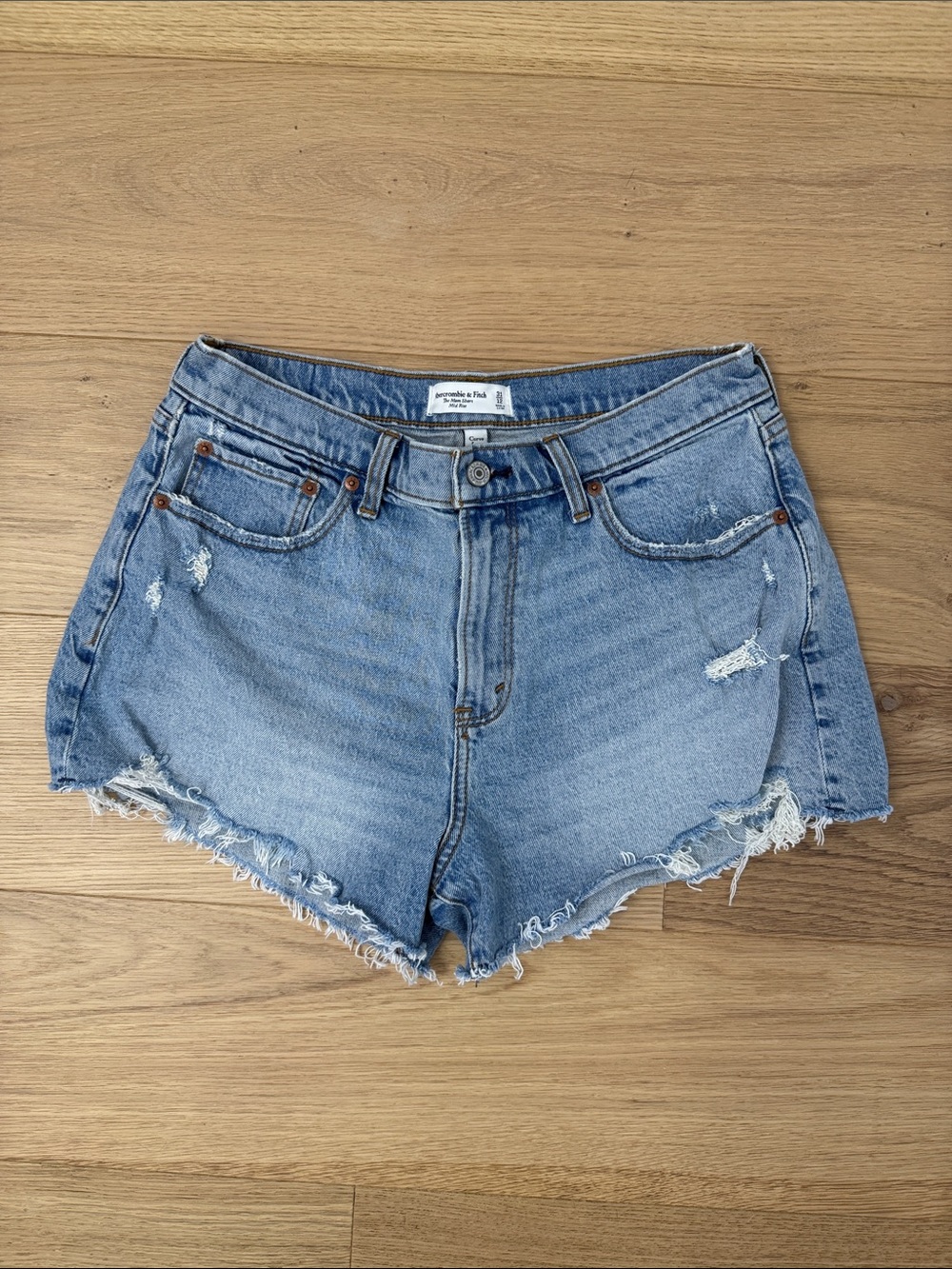 Abercrombie & Fitch Light Blue Distressed Denim Shorts